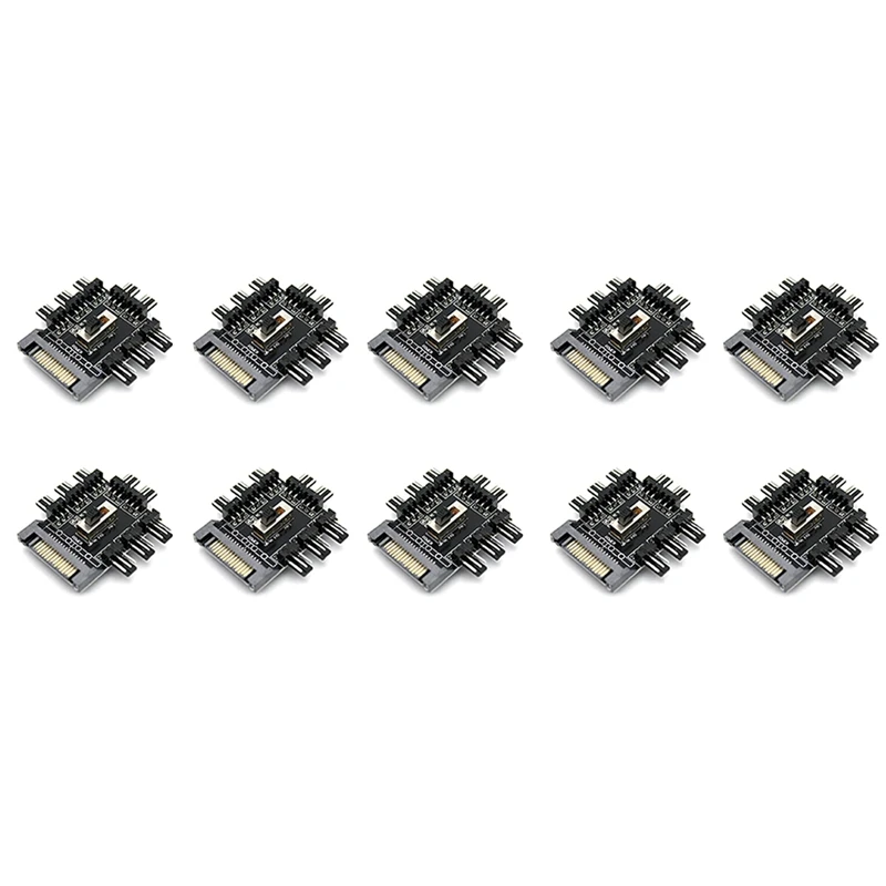 

10PCS Fan Hub 1 to 8 3Pin Pwm Sata Molex Splitter Mining Cable 12V Power Suppply Cooler Cooling Speed Controller 4PIN