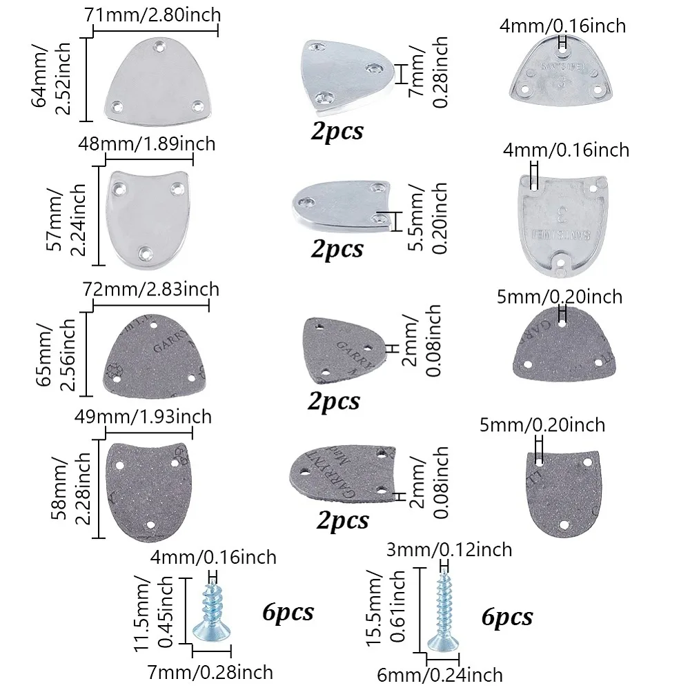 Фото Подпятники из алюминиевого сплава EVA для ремонта обуви, с железным винтом, серебристые, 64x71x7 мм №2