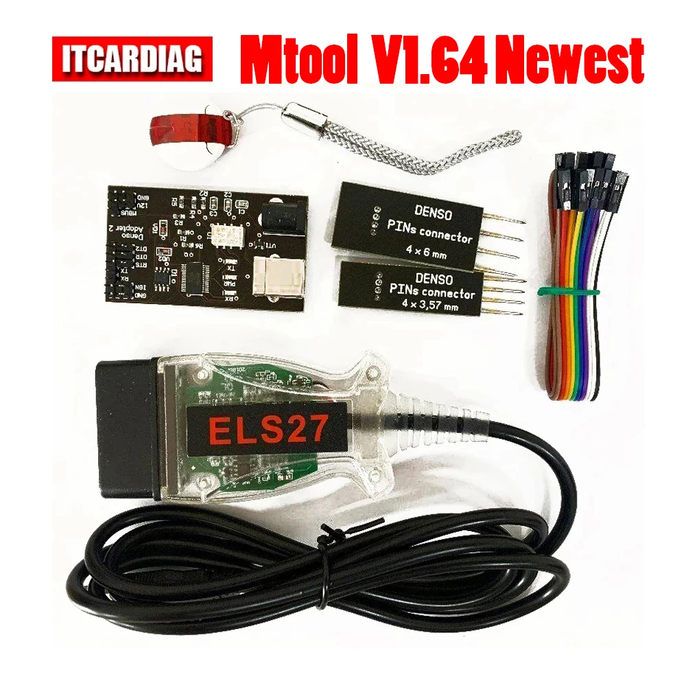 Mtool V1.64 Новинка 164 коррекция пробега полный комплект донгл + адаптер Denso + кабель разъема Denso + кабель ELS27