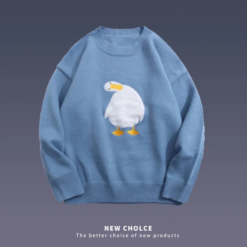 Мужской Свитер оверсайз в стиле хип-хоп джемпер ретро с вышивкой утки и гуся