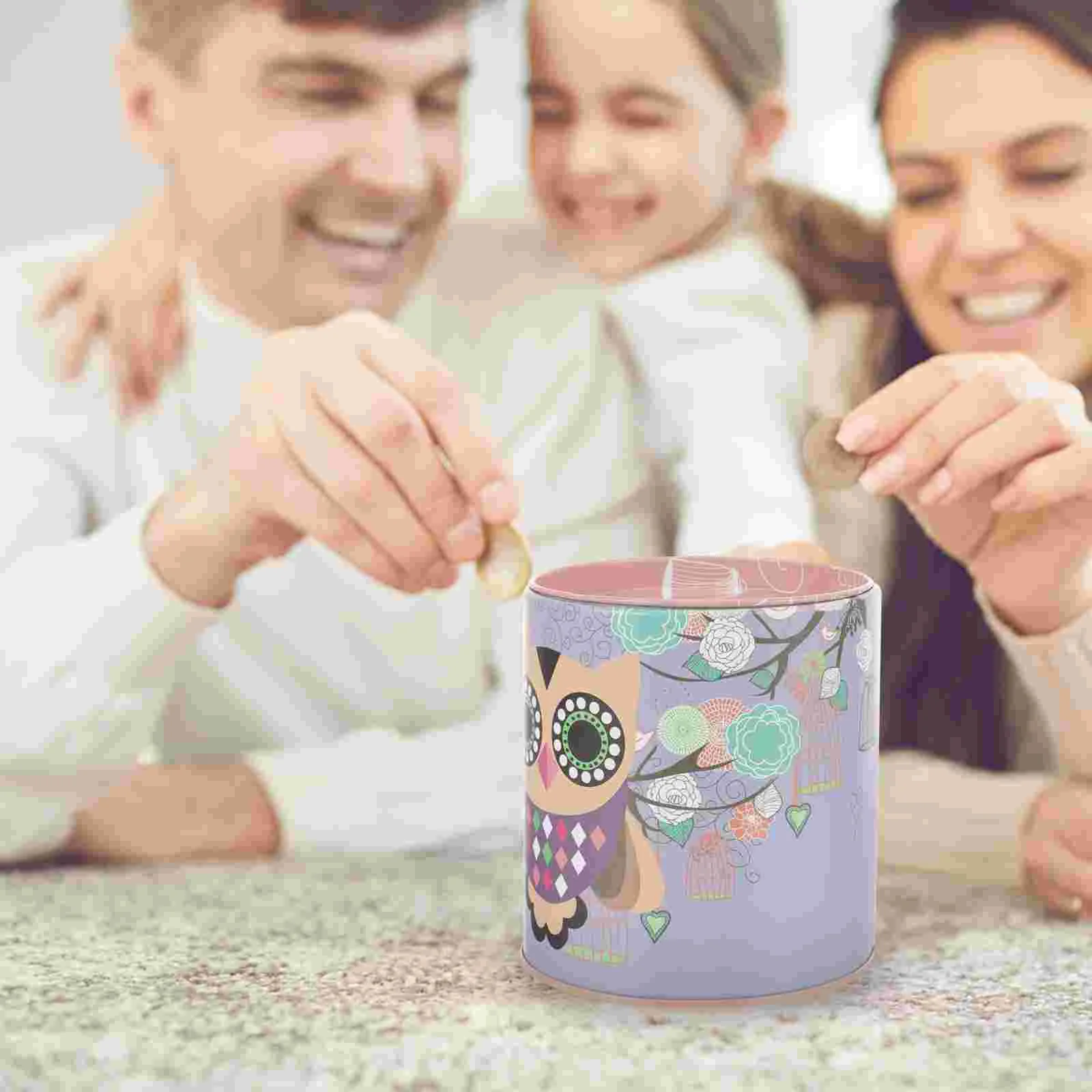 

Owl Piggy Bank Kids Boys Savings Money Box Jar Small Tinplate Child Personalized Banks Children