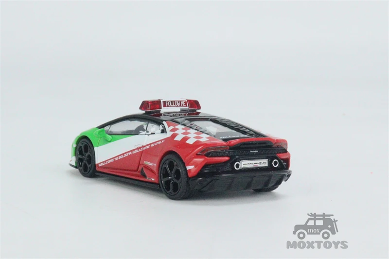 MINI GT 1:64 Huracan EVO Bologna Airport 2020 Follow-Me LHD Diecast Model Car | Railed/Motor/Cars/Bicycles