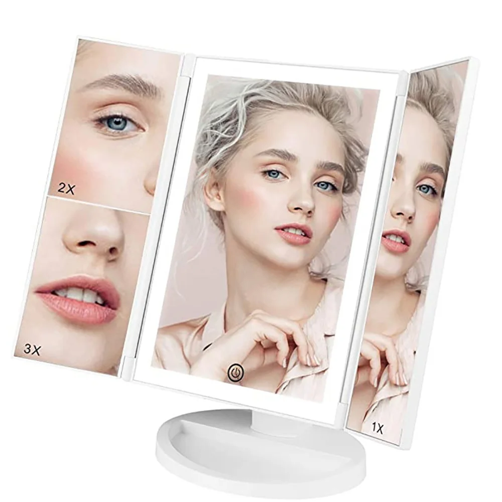 Трехкратное светящееся зеркало для макияжа с 22 светодиодами 2-кратным 3-кратным
