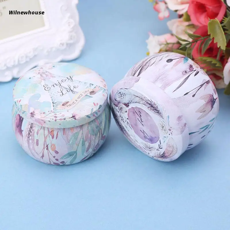 

F63A Retro Round Tin Box Tea Candy Jewelry Coin Storage Container Case Candle Holder Wedding Party Favor Gifts