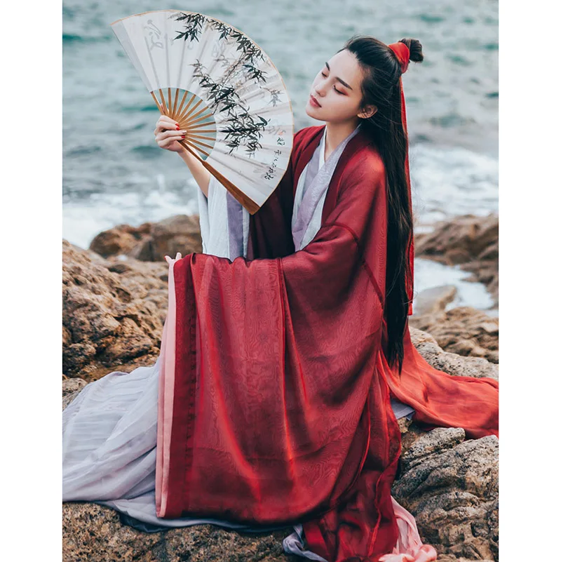 

Swindler Hanfu Female Ancient Style Beauty Ancient Costume Wei Jin Style Original Super Fairy Collar Waist Length Sleeve Shirt