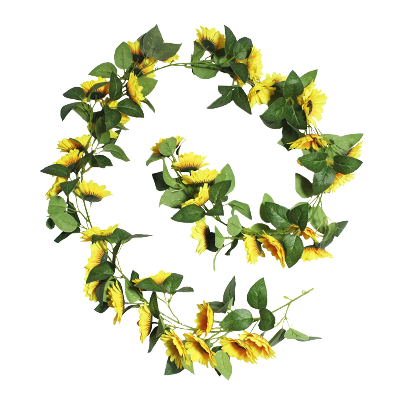 

Artificial Sunflower Garland Faux Office DIY Anniversary Fake Silk Vine Party Home Decoration Wedding With Green Leaves Hanging