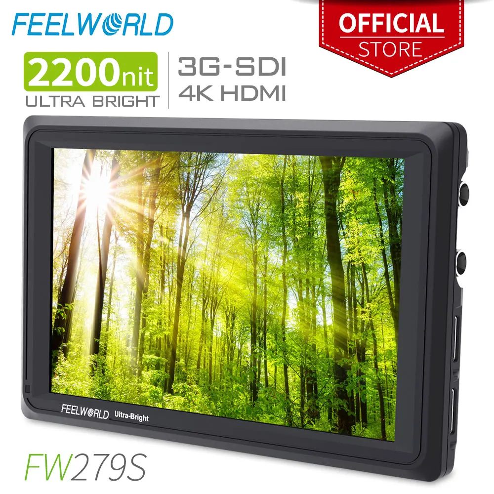 

FEELWORLD FW279S 7 Inch 2200nit Daylight Viewable 3G-SDI Mini HDMI on Camera DSLR Field Monitor 4K HDMI 1920X1200 for Outdoor