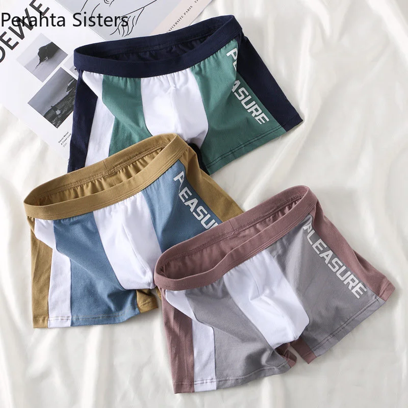 

Panties Men's 3 Pieces Mens Underwear Boxer Shorts Cotton Thin Section Breathable Personality Underpants Stripe Fashion