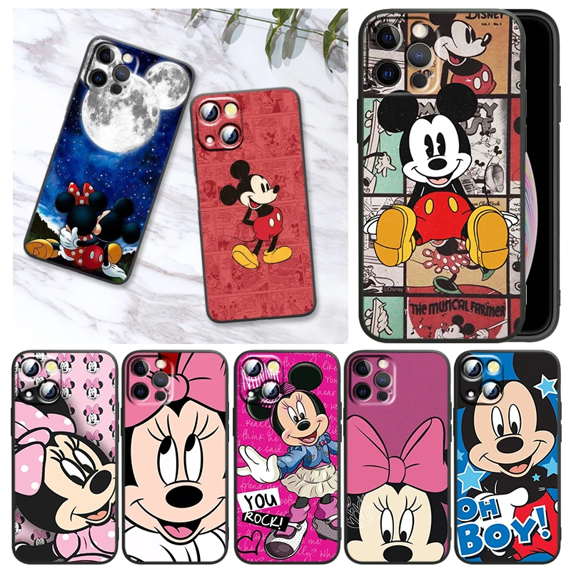 

Mickey Mouse For Apple iPhone 13 12 Mini 11 XS Pro Max X XR 8 7 6 Plus SE 2020 5 Black Soft Phone Case Funda Capa