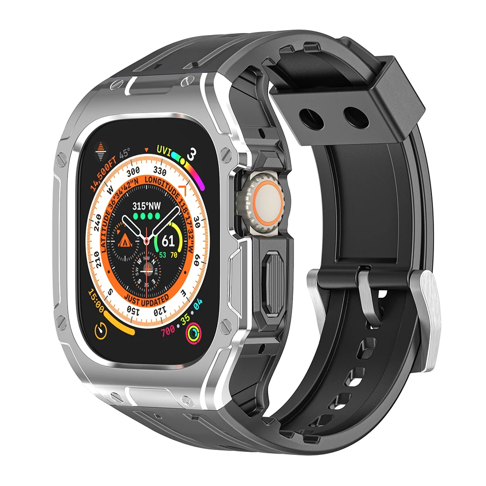 

Compatible for Apple Watch Band 49mm with Bumper Case, Rugged Men Bands for iWatch Series Ultra Sport Military Protective Cases