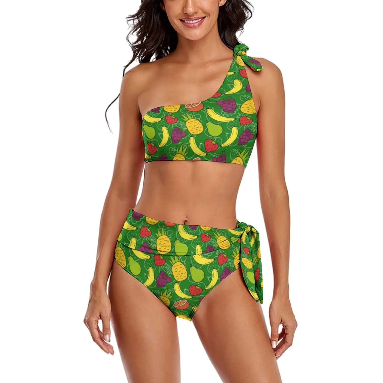 

Cartoon Fruit Bikini Swimsuit Banana And Lemon High Waisted Swimwear Sexy Printed Bikini Set Women Push Up Swimsuits Beachwear