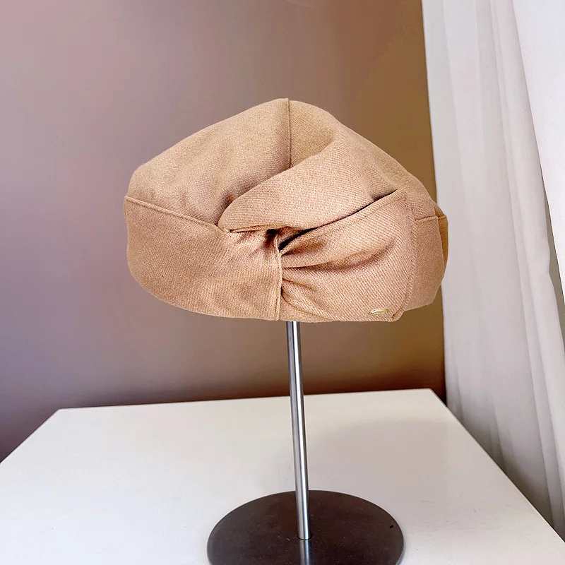 Восьмиугольная шляпа газетчика женская зимняя шерстяная шапка с козырьком