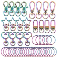 rainbow swivel lanyard snap hook with key rings 40pcs 5 style lobster claw clasps for keychain purse jewelry making