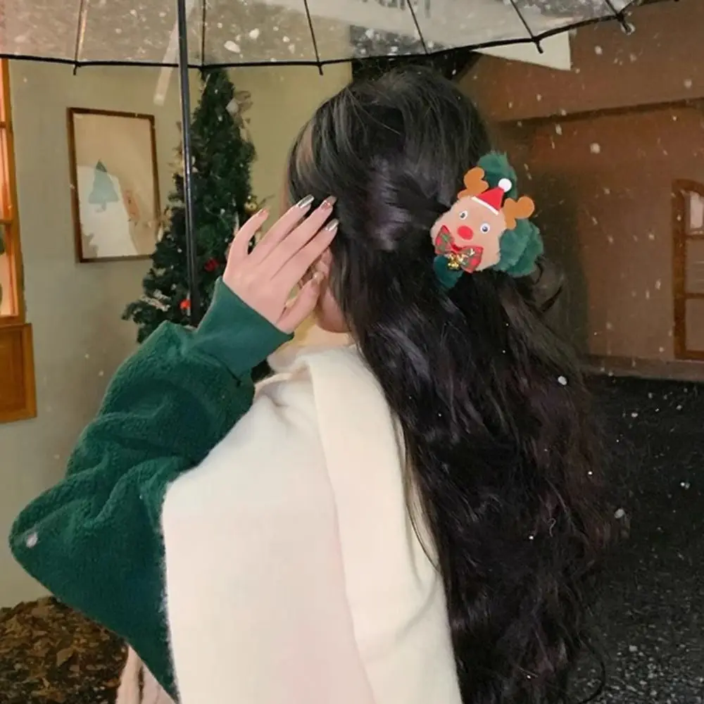 

Korean Christmas Elk Snowman Plush Hair Claw Large Shark Clip Cute Temperament Hair Crab Clip Headwear Hair Accessories