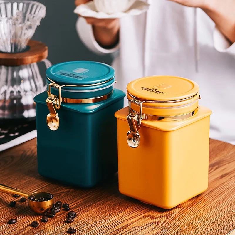

Sealed Coffee Bean Jar with Lid One-way Exhaust Valve Food Storage Containers Grains Rice Home Kitchen Tool Keep Beans Fresh