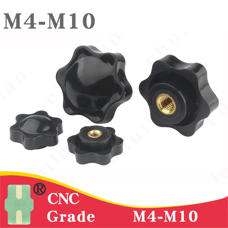 

Plum Bakelite Hand Tighten Nuts M4 M5 M6 M8 M10 Plastic Head Hand Nut Black Handle Thread Star Clamping Knob Manual Nut