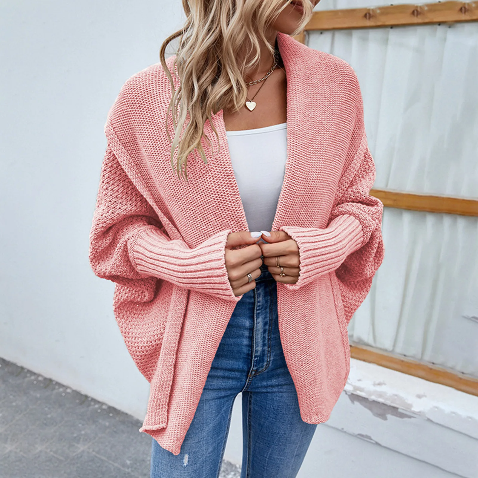 

Women Autumn Winter Long Batwing Sleeve Sweater Cardigan Knitted Oversized Chunky Open Front Coat Crochet Ladies Sweater Coat