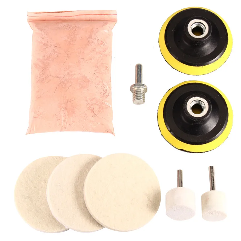 

9Pcs/set Watch Glass Polishing Kit And 75mm Backing Pad 8Oz Cerium Oxide Powder For Car Windows Glass Cleaning Scratch Removal