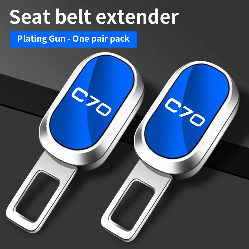 

For Volvo C70 Logo Car Seat Belt Clip Extender Safety Seatbelt Lock Buckle Plug Thick Insert Socket Extender Safety Buckle