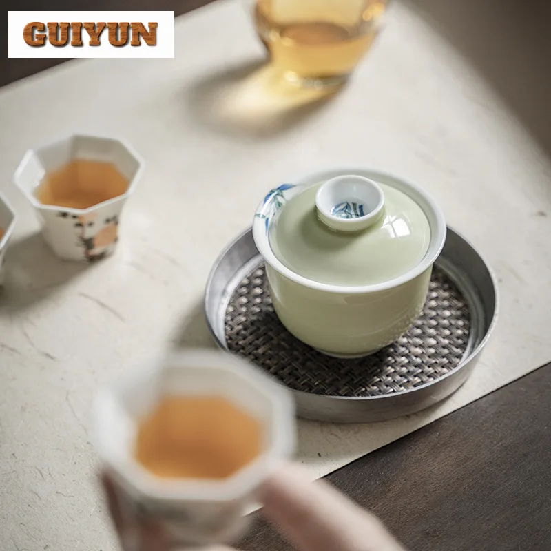 110 мл ручная роспись Бамбук Искусство Gaiwan креативный синий и белый чайный тюрен