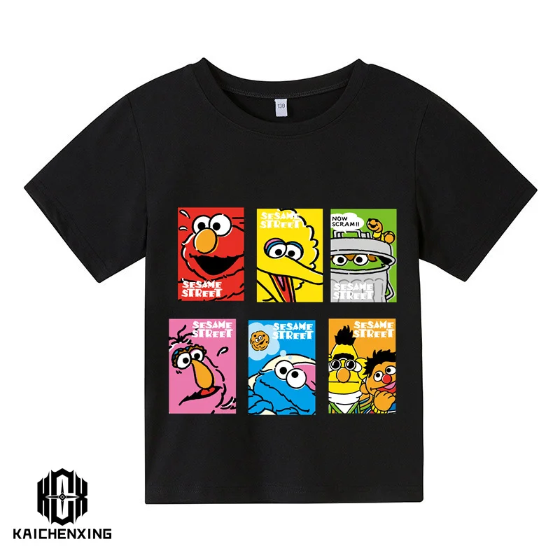 

Kids Summer Short Sleeve Girls & Boys T shirt The Sesame Street Elmo Cartoon Print Children's T-shirt Funny Baby Clothes