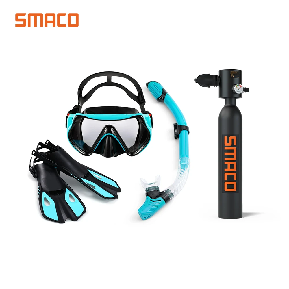 

Smaco Scuba Air Tank Diving Fins Scuba Diving Oxygen Cylinder Equipment Snorkeling Flippers Swimming Goggles Snorkel Set Aldult