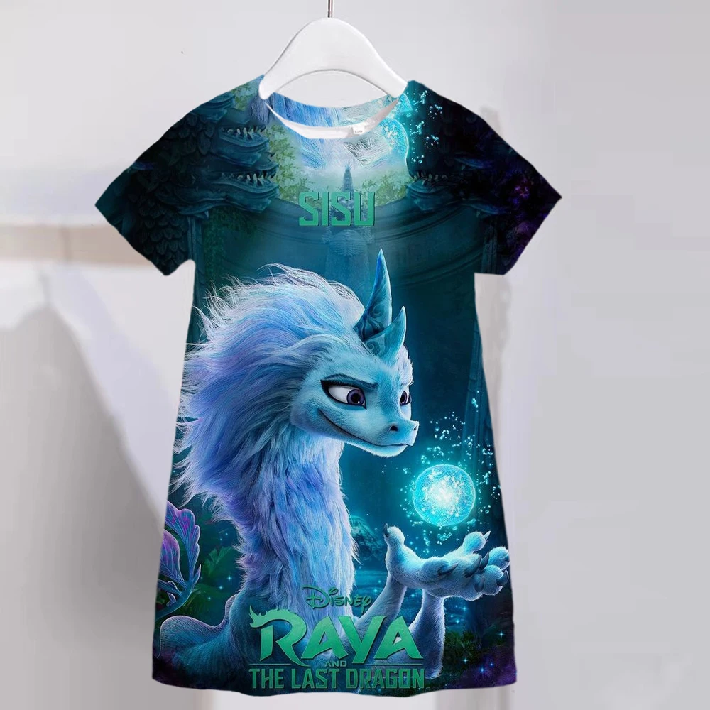 

Новинка 2022, футболка для девочек с героями Диснея, дракона, охоты, легенды Рэй, мультяшная Милая одежда с 3D принтом для девочек, одежда для ко...