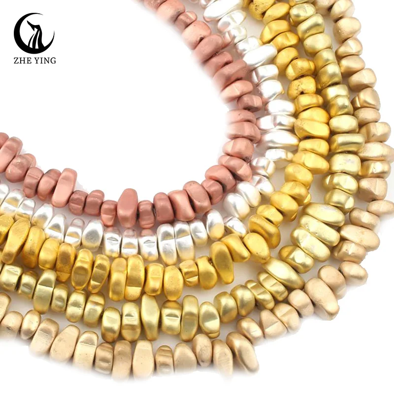 

Zhe Ying 4~8mm Irregular Hematite Beads Natural Matte Magnetic Hematite Beads Stone for Jewlery Macking Bracelet Accessories