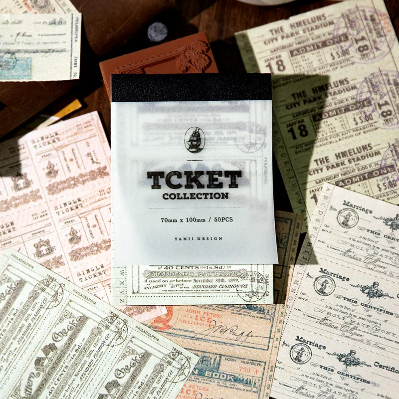 

Vintage Bill Ticket List Material Paper Scrapbooking Card Making Diary Junk Journaling Memo Pad DIY Retro Background Paper