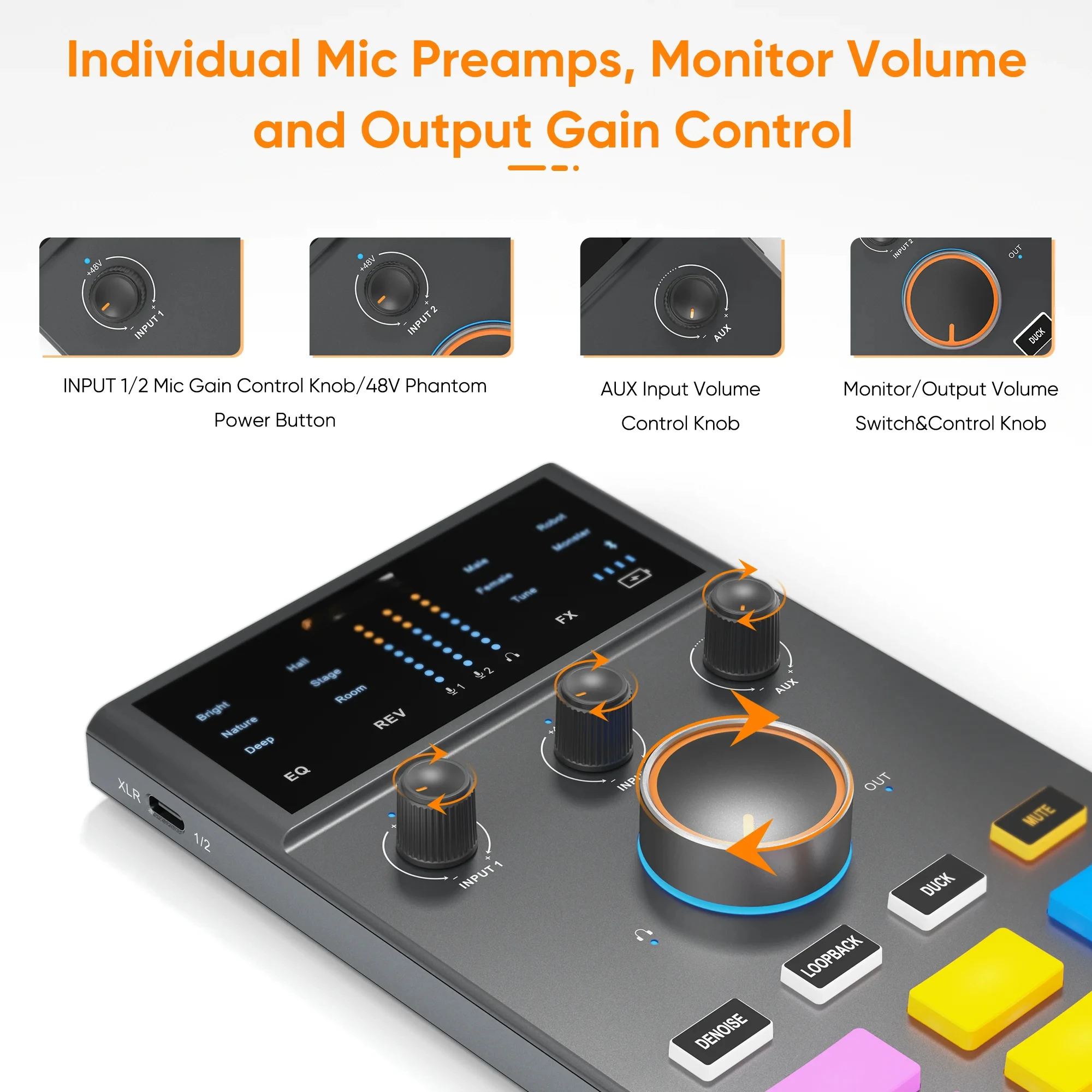 Аудиоинтерфейс ADCaster C1, Bluetooth-подключение для стримингаигрподкастинга, звуковая карта для iMAC, iPhone, Android (art.: 3920dae4e2b70) - 3920dae4e2b70