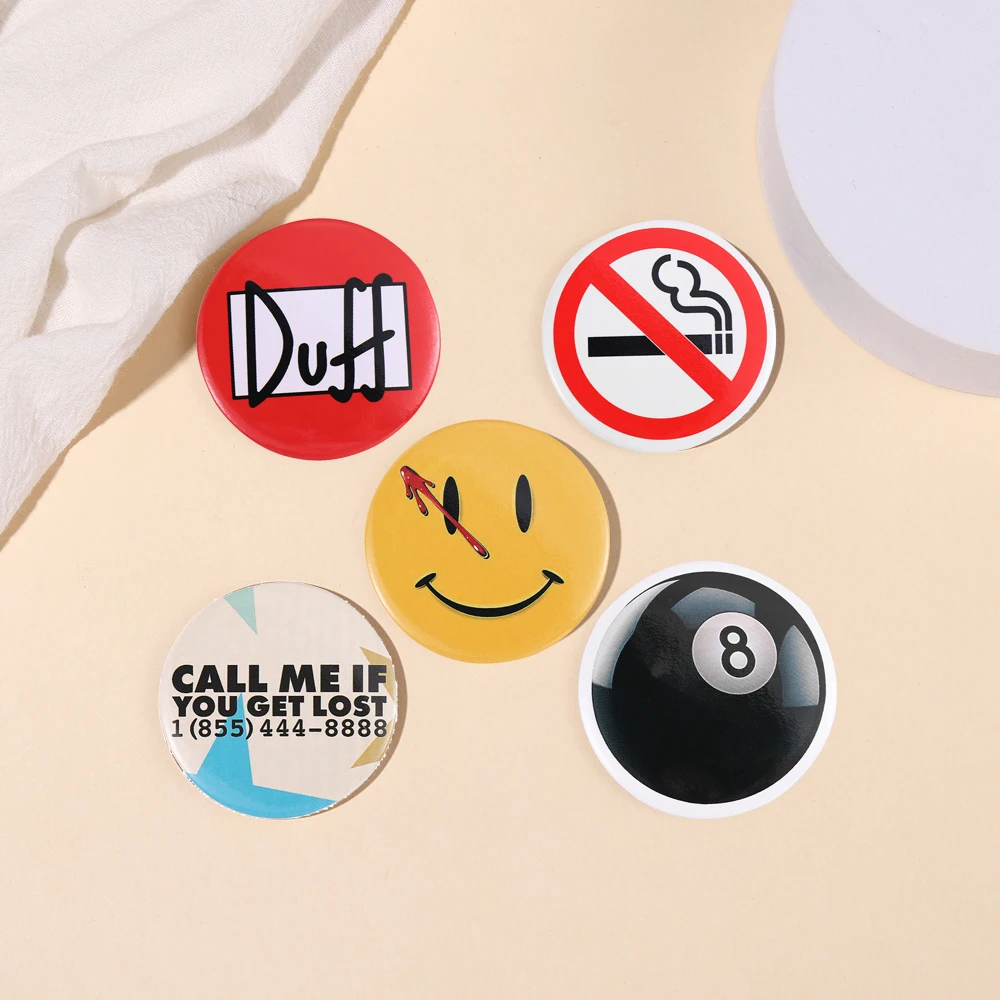 

No Smoking Soft Button Pin Snooker Number 8 Yellow Smiley Icon Round Badge Collar Brooch Lapel Pin Metal Gift For Friends