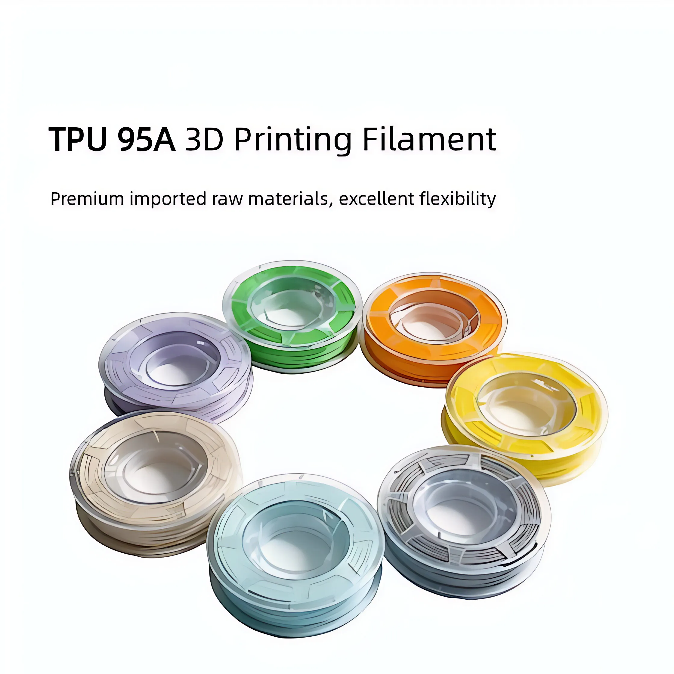 Фото Филамент TPU 1.75 мм, гибкий, 95A, мягкий, для 3D-принтеров, катушка 1 кг (2.2 фунта), подходит для большинства FDM-принтеров (черный TPU) №2