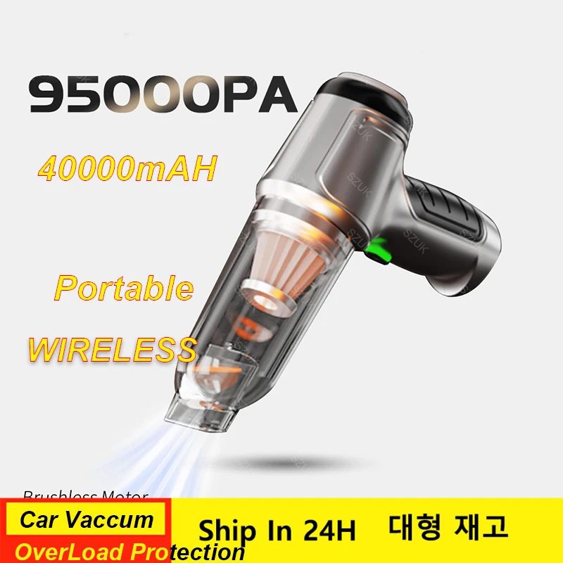 

95000PA Powerful Wireless Car Vacuum Cleaner Handled Mini Cleaning Machine High Power Portable Strong Suction Home Appliance