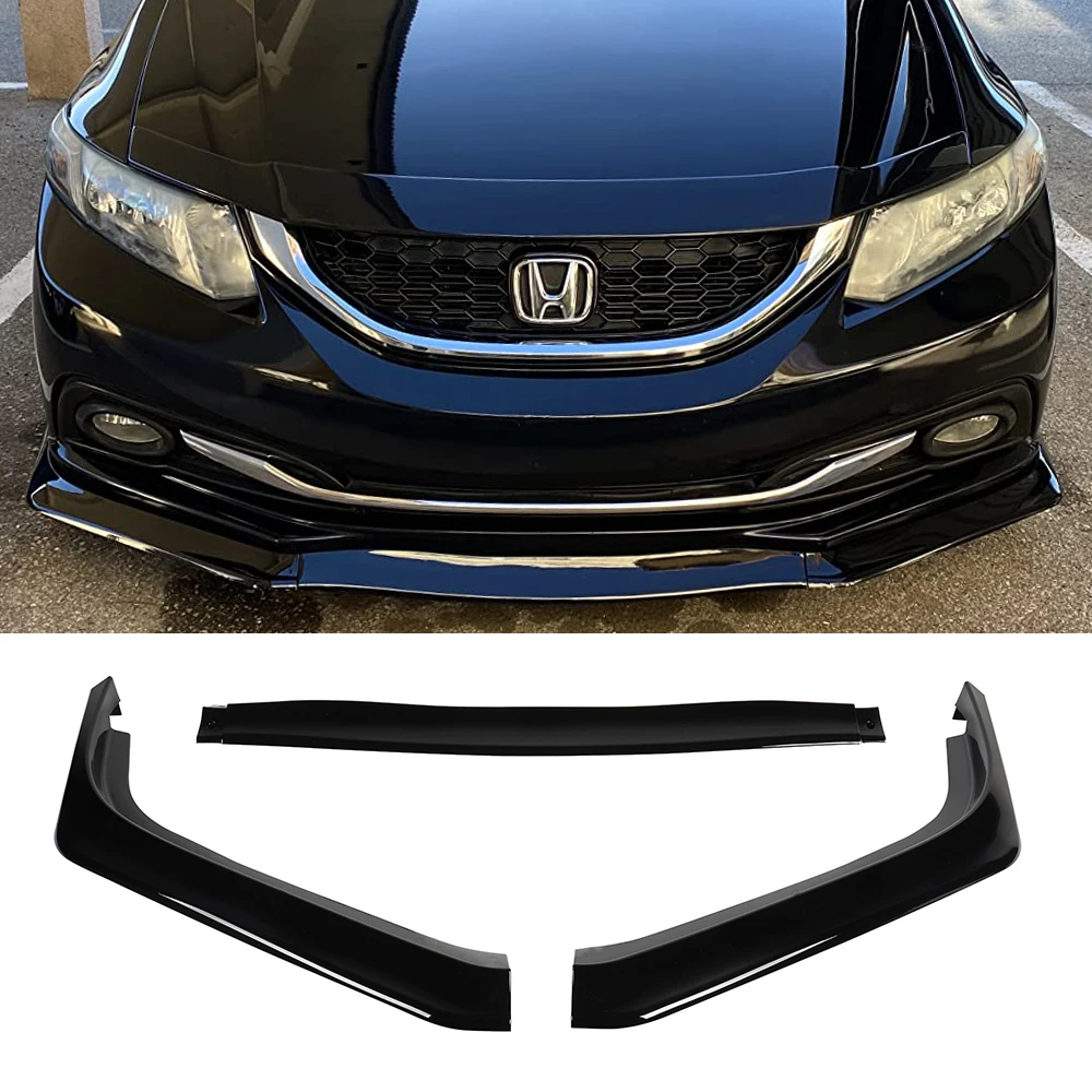 

Глянцевый черный автомобильный передний бампер, разделитель для губ, диффузор, комплект спойлера для Honda Civic Sedan, 4 двери, 2013 2014 2015