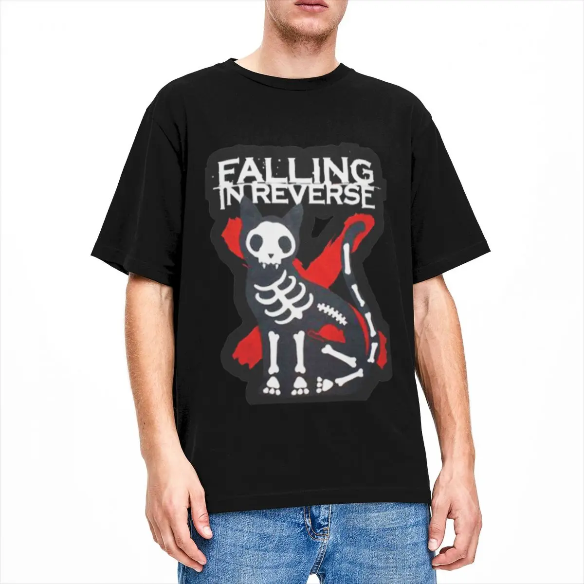

Falling In Reverse T Shirt Merchandise for Men Women 100% Cotton Awesome O Neck Parody Cat T-Shirt Short Sleeve Tops All Seasons
