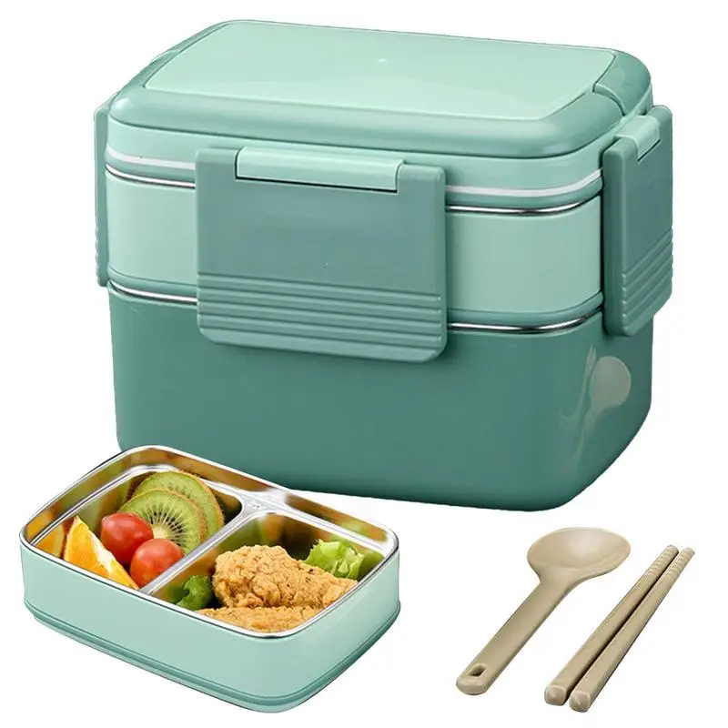 

Stainless Steel Food Box Stackable Double Layer Lunch Box Leakproof Portable Insulation Lunch Container Kitchen Accessories