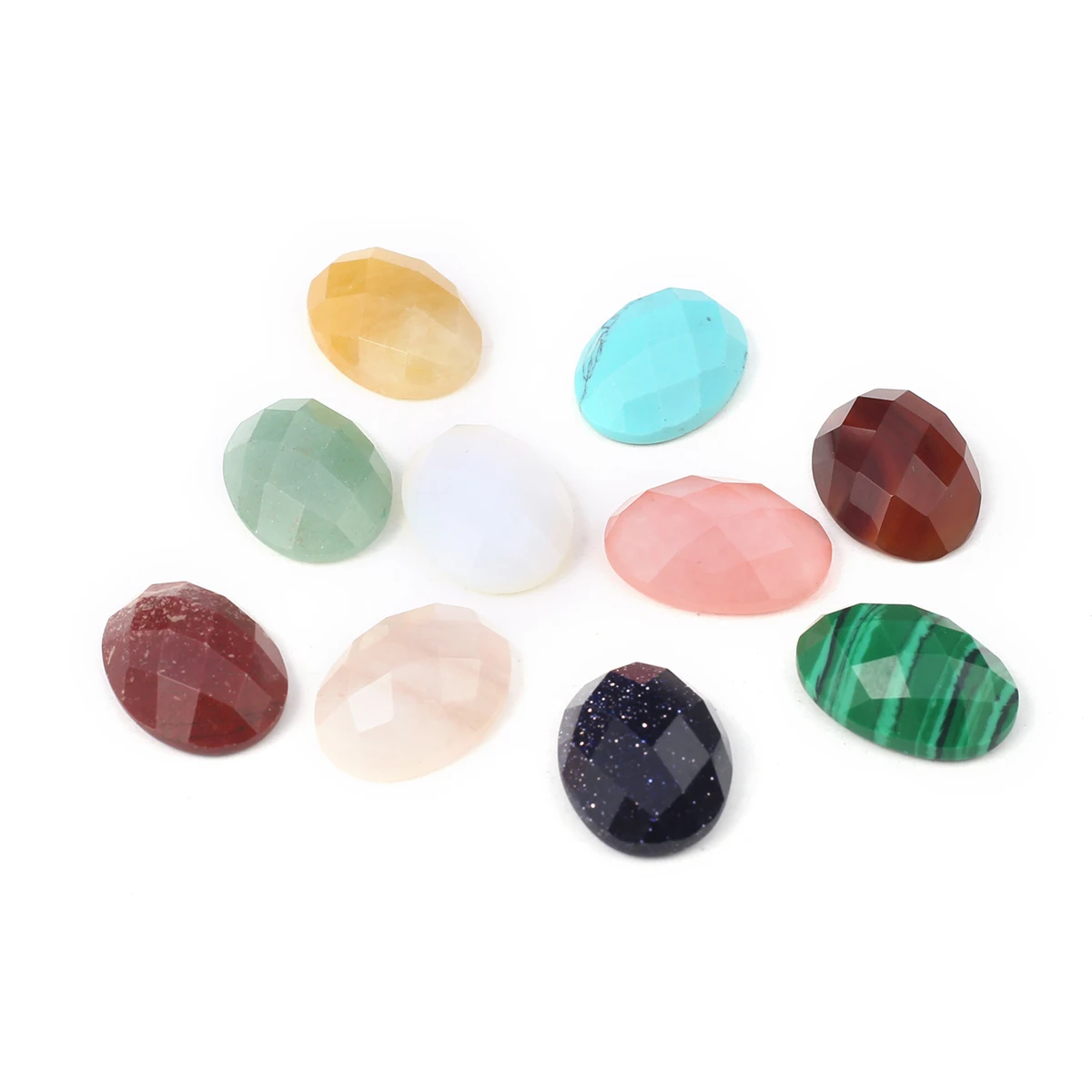 

Natural Stone Striped Agates Cabochon Bead Oval Faceted Beads Setting Fit Pendants Rings Earring Jewelry Gift Making 18x13mm