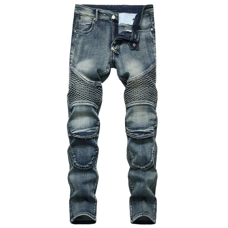 

New Fashion Biker Skinny Men Jeans Pantalon Hombre Solid Slim Fit Jeans Mens Street Trousers Hip Hop Casual Denim Pants 40 42