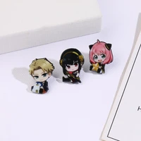 cute anime spy%c3%97family anya loid yor forger figure brooches metal collar lapel pin for clothes backpack bag tshirt insignia badge