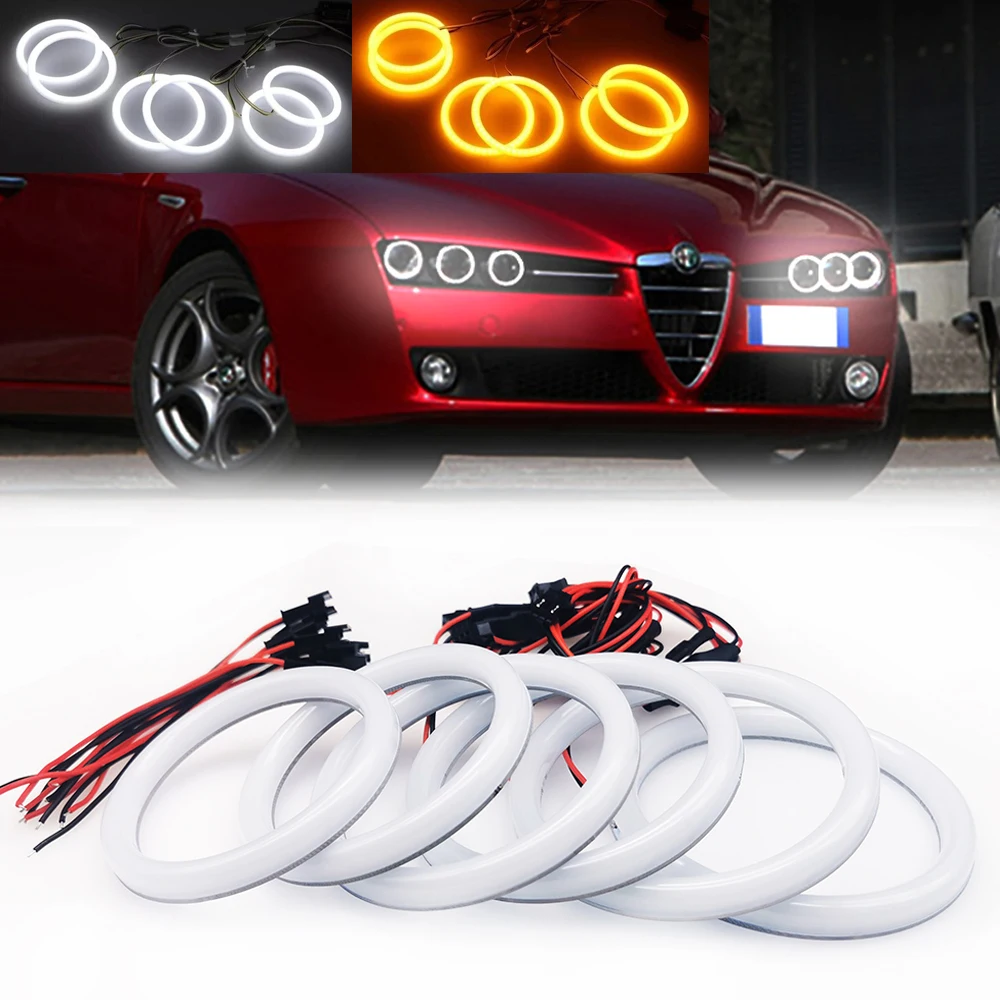 Фото Для Alfa Romeo Brera Spider 159 2005-2011 Хлопковые фонари Светодиодные ангельские глазки Halo Ring Комплекты передних указателей поворота DRL Сигнальная лампа Canbus №1
