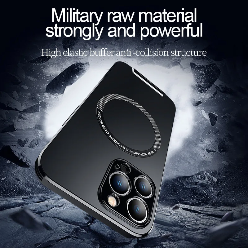 For iPhone 14 Pro Max Phone case Metal Invisible Bracket Stand Back Cover For iPhone 13 Pro Max 14 Plus Magsafe Magnetic Case