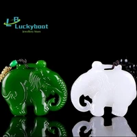 natural chinese jade green hand carved elephant pendant fashion jewelry for men and women towards success necklace popular gift