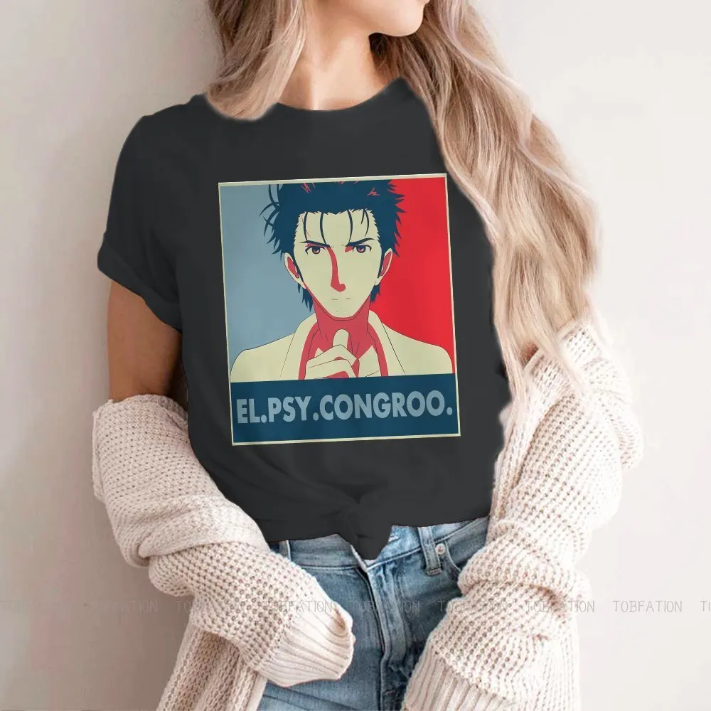 

Steins Gate Game Okabe Makise TShirt for Woman Girl El Psy Congroo Basic Summer Tee T Shirt Novelty New Design Fluffy 5XL