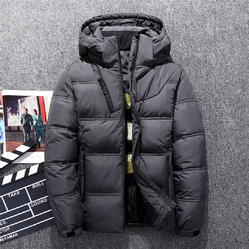 White Down Coats Male Padded Jacket Hot Sale Windproof Down Jackets Men Warm Hooded Winter Outerwear High Quality Smart Casual