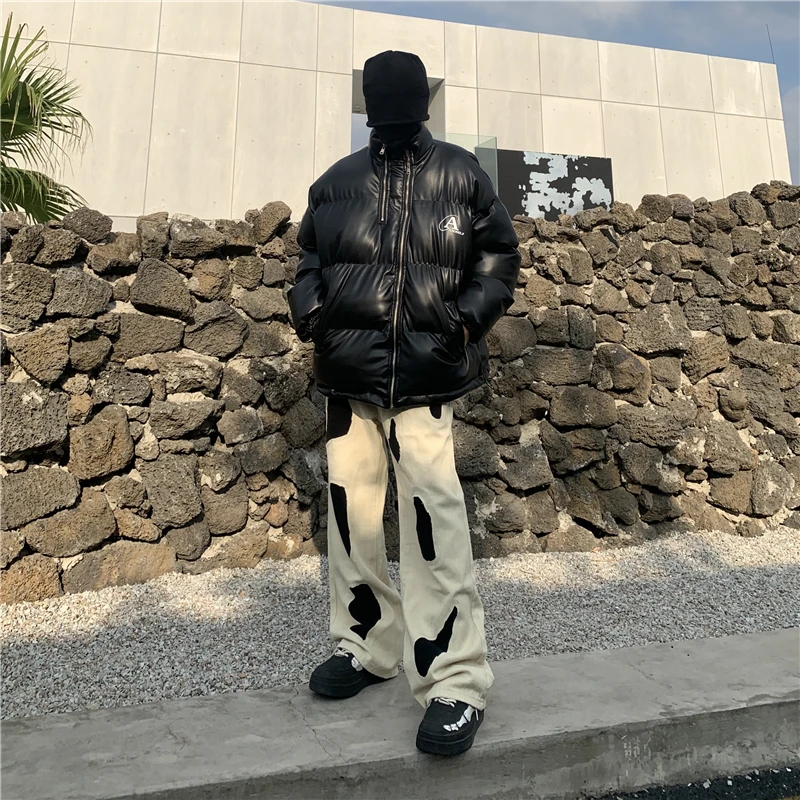 Hip-hop Jeans Y2k American High Street Embroidery Patch Cat Whisker Straight Jeans Men And Women Design Sense Oversize Trousers