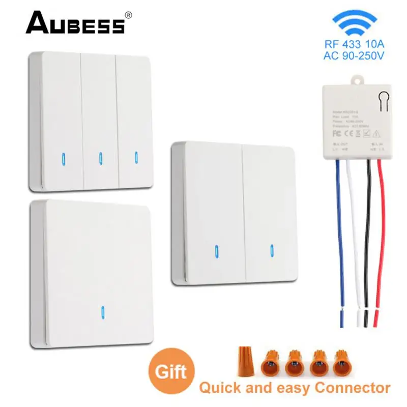 Беспроводной смарт-выключатель 1/2/3 Gang RF 433 МГц настенный панельный выключатель с