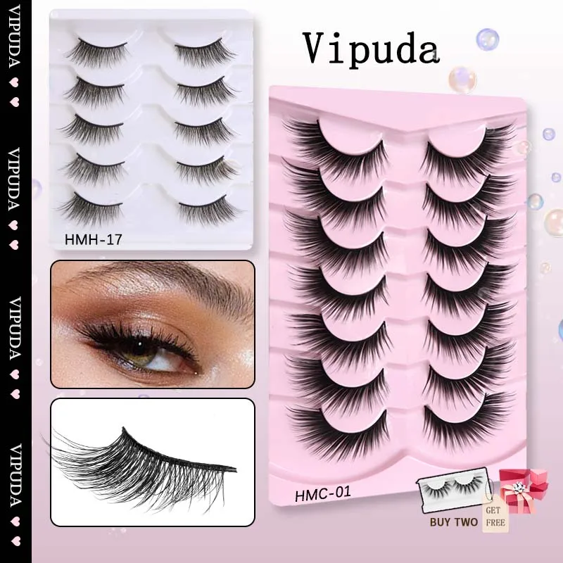 

VIPUDA Cat Eye Lashes 5/7Pairs Half Winged Eyelashes Wispy Fluffy Thick Natural Manga 3D Eye Lashe Makeup Beauty Tools Wholesale