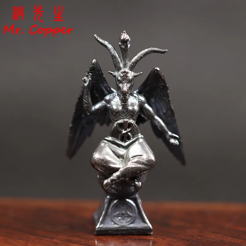 

Black Brass Death God Goat Head Figurines Miniatures Vintage Metal Devil Model Statue Desktop Toy Ornament Decoration Collection