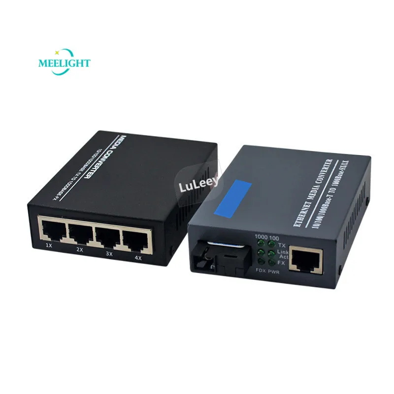 

Gigabit Single Mode 1 Optical 1 Electric Fiber Optical Transceiver +1 Optical 4port Communication equipment