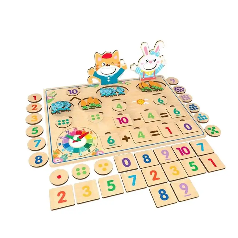 

Wooden Educational Counting Toys Montessori Counting Pegs Training Aids for Numerical Addition and Subtraction for Kids Aged 3-6
